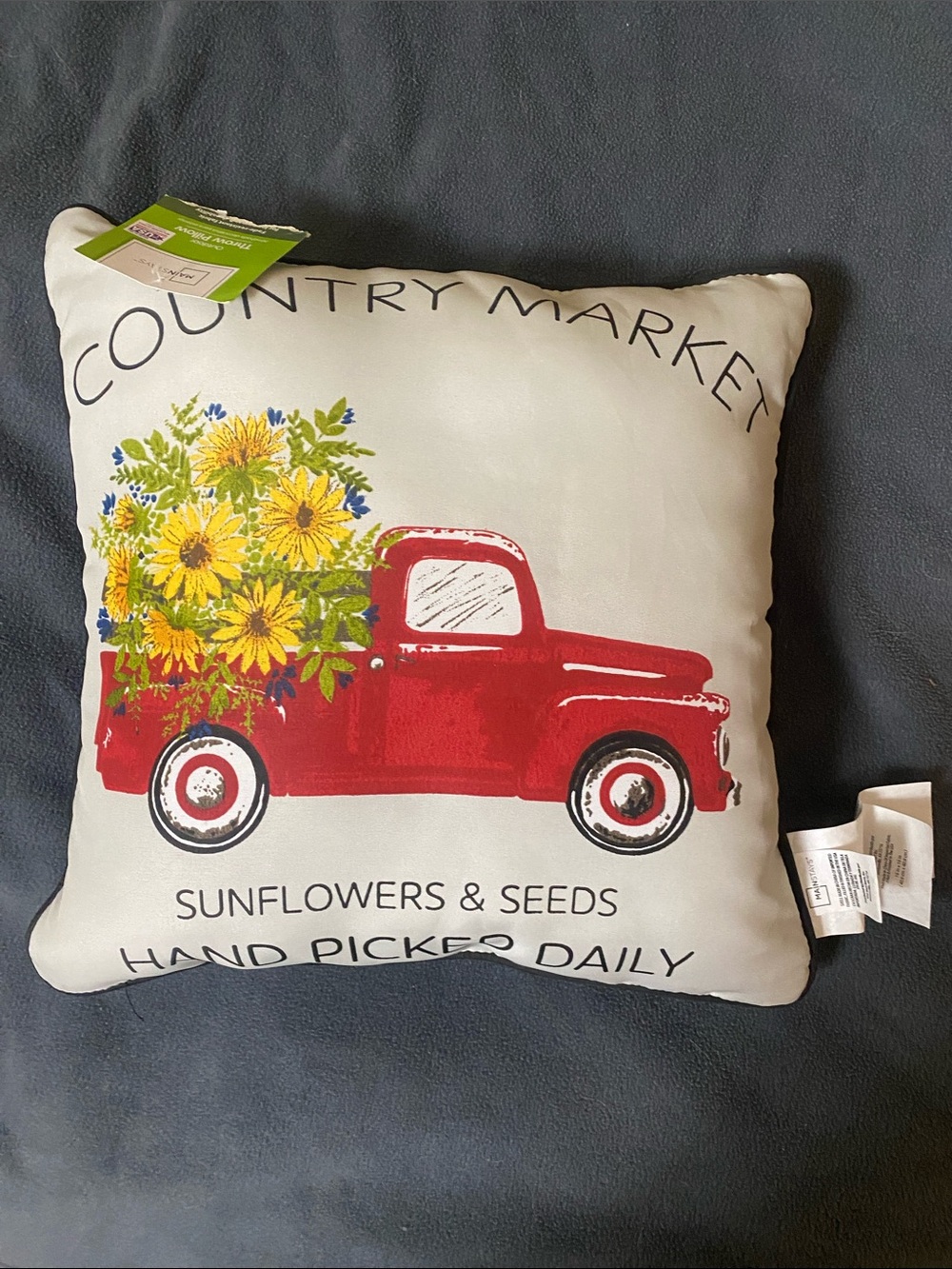 Mainstays Red Truck Sunflower Accent Pillow